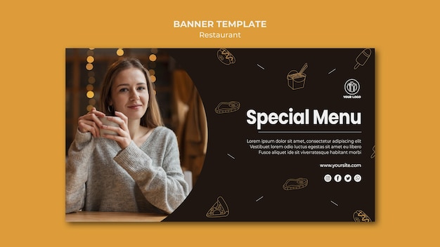 Free PSD banner template restaurant