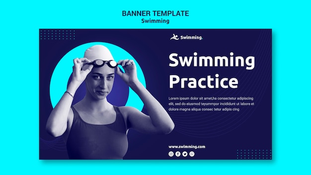 Free PSD banner template for swimming with female swimmer