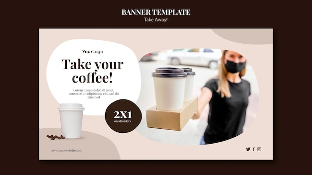 Free PSD banner template for takeaway coffee