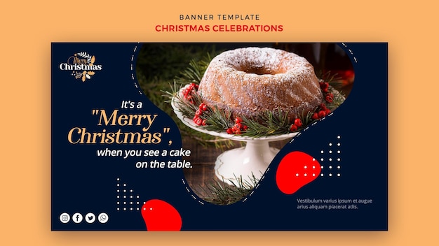 Free PSD banner template for traditional christmas desserts