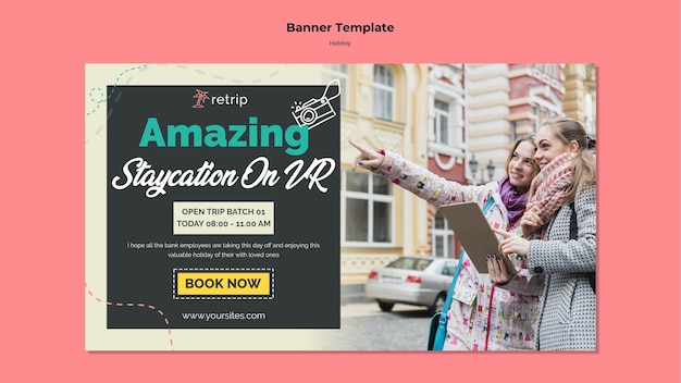 Free PSD banner template for virtual reality holiday trip