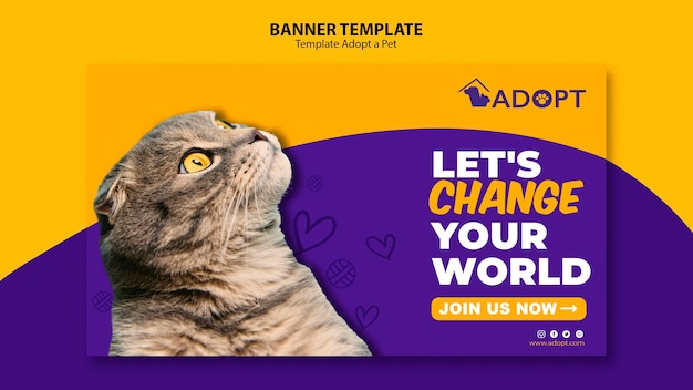 Free PSD banner template with adopt pet theme