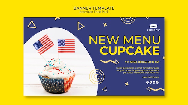 Banner template with american food