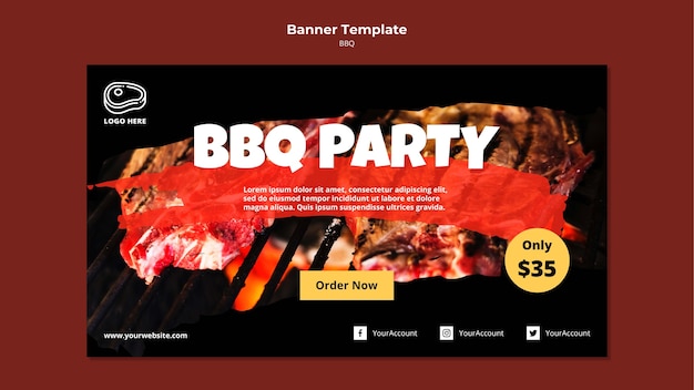 Free PSD banner template with barbeque concept