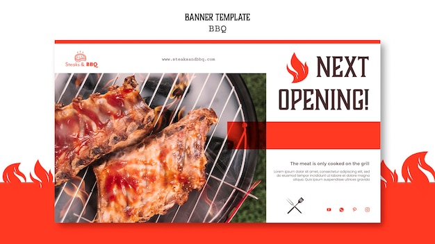 Free PSD banner template with bbq theme