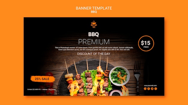 Free PSD banner template with bbq  theme