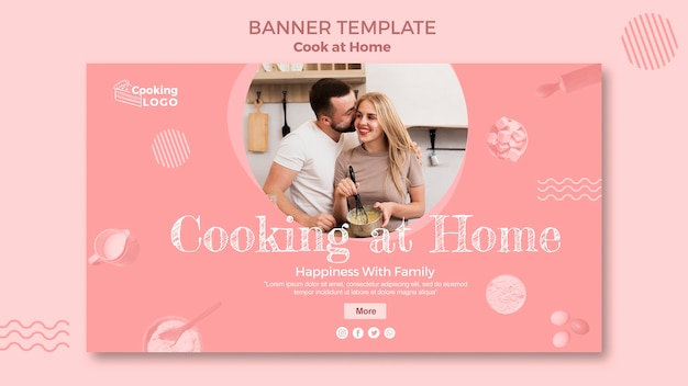 Banner template with cooking at home concept