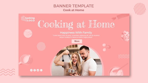 Free PSD banner template with cooking at home design