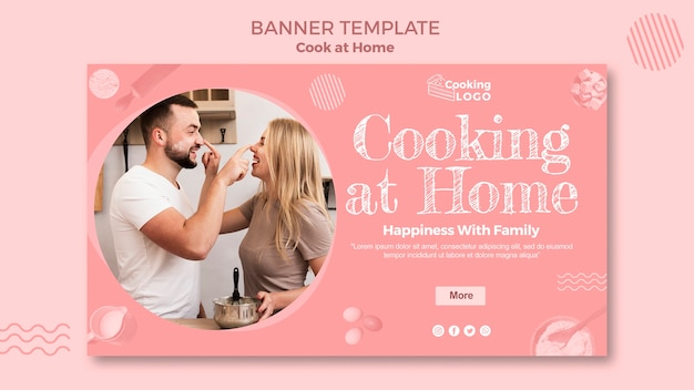 Free PSD banner template with cooking at home theme