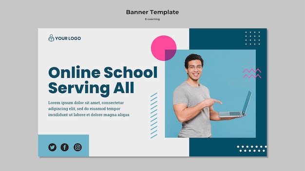 Banner template with e-learning concept