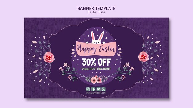 Free PSD banner template with easter sales