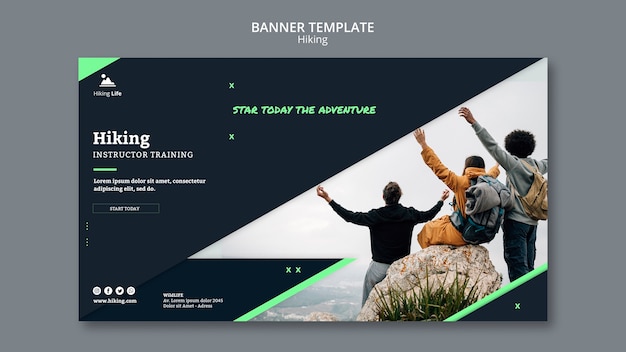 Free PSD banner template with hiking design