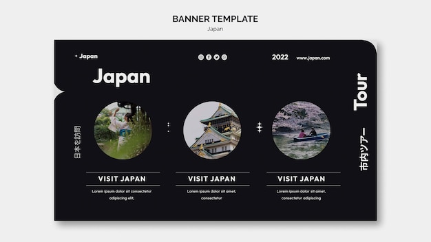 Free PSD banner template with japanese city tour