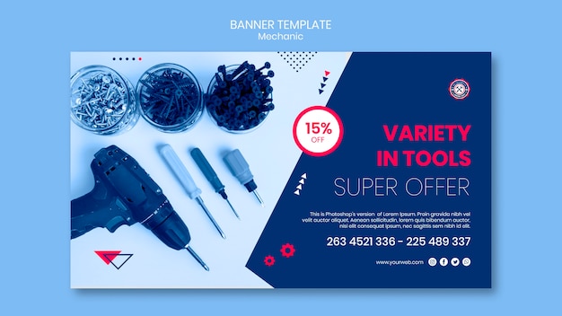 Free PSD banner template with mechanic theme