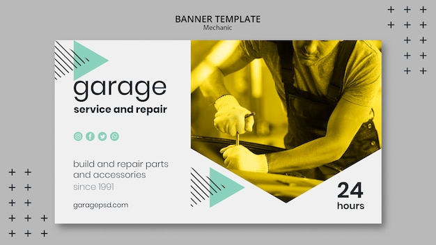 Free PSD banner template with mechanic