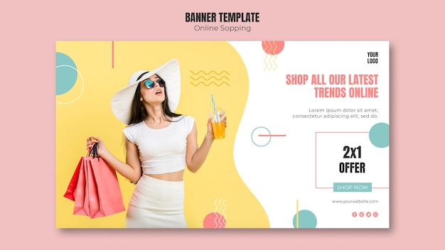 Free PSD banner template with online shopping theme