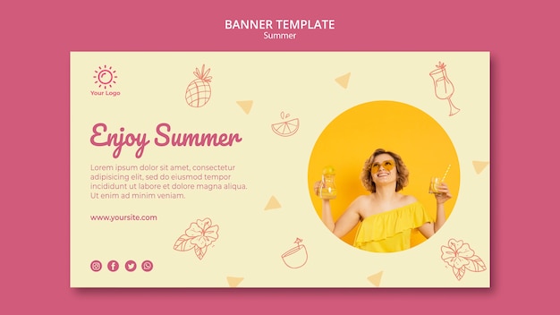 Free PSD banner template with summer party design