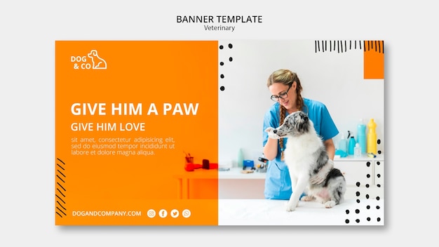 Free PSD banner template with veterinary concept