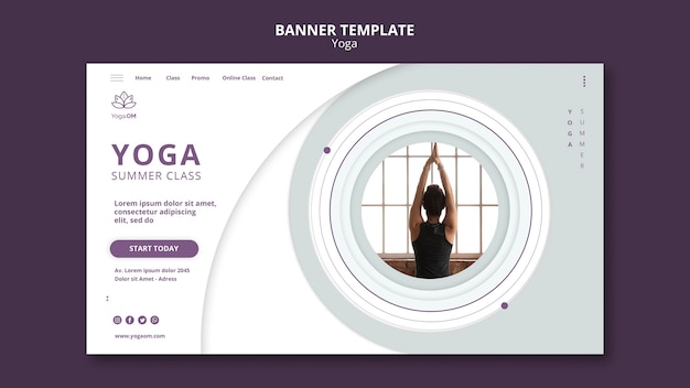 Free PSD banner template with yoga concept