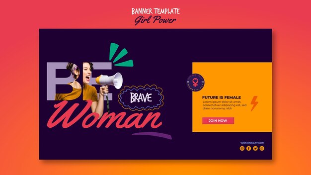 Banner template for women's day with inspiring words