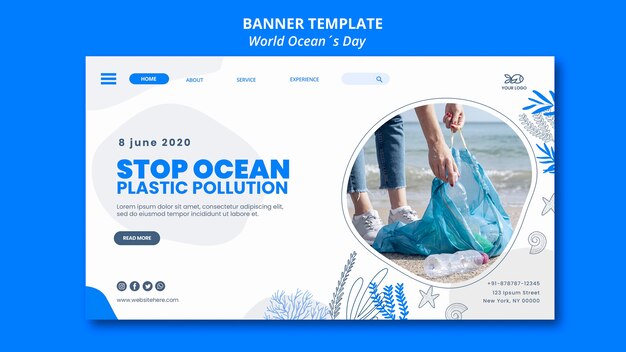 Free PSD banner template world ocean's day