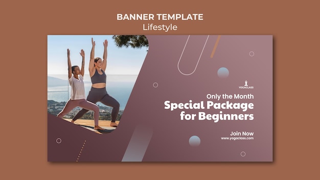 Free PSD banner template for yoga practice and exercise