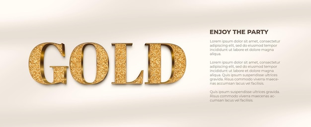 Free PSD banner with gold word gold on a background with shadows