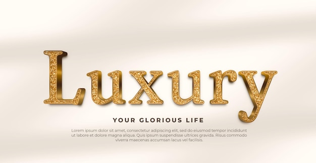 Free PSD banner with golden word luxury on a shadowed background