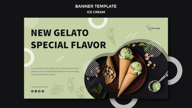 Free PSD banner with ice cream design