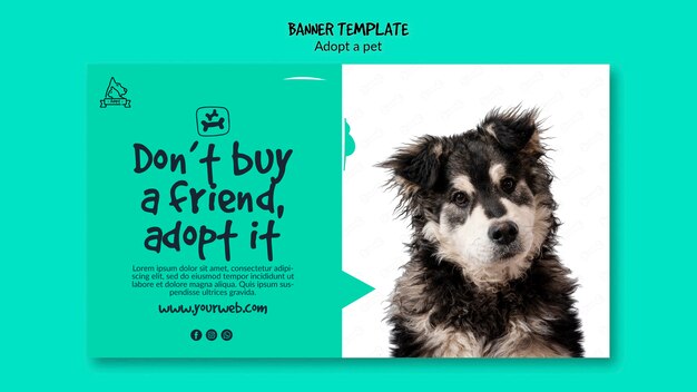 Free PSD banner with pet adoption concept