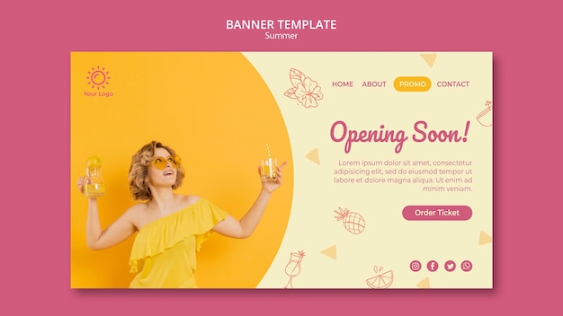 Free PSD banner with summer party template