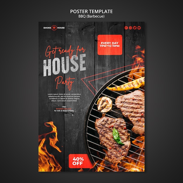 Free PSD barbecue house print template