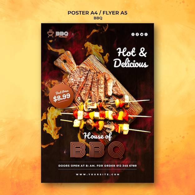 Free PSD barbecue poster template