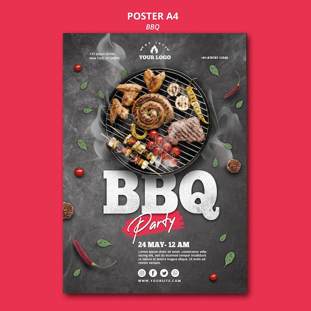 Free PSD barbeque poster template concept