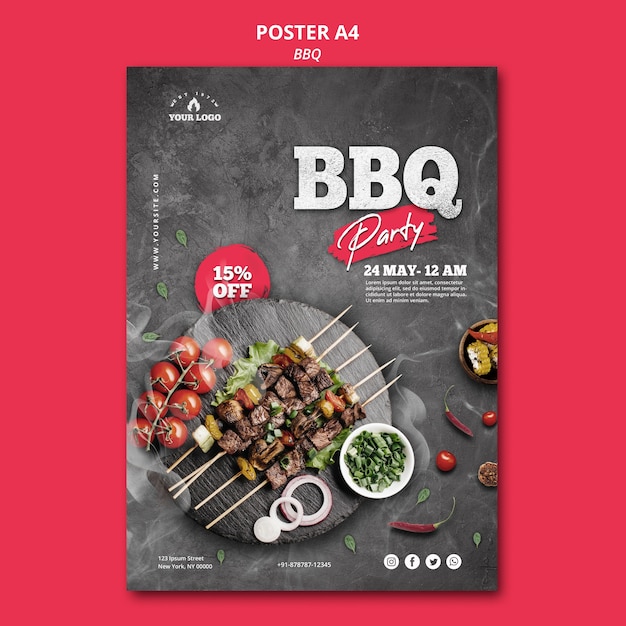 Free PSD barbeque poster template theme