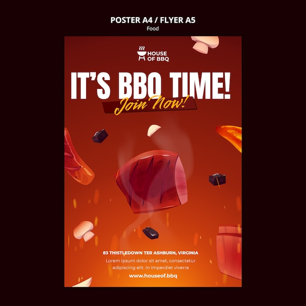 Free PSD barbeque time poster template