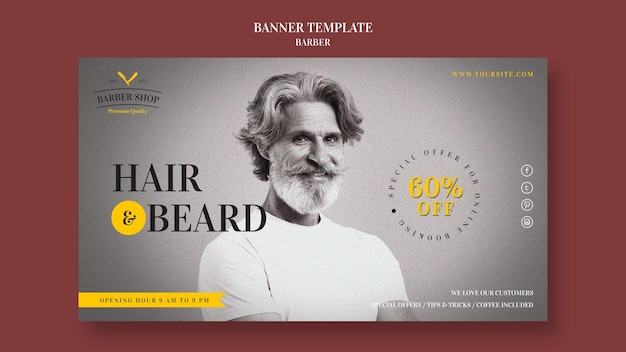 Free PSD barber shop ad banner template