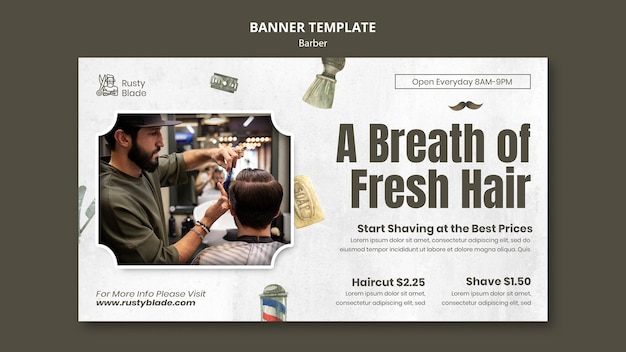 Free PSD barber shop banner design template