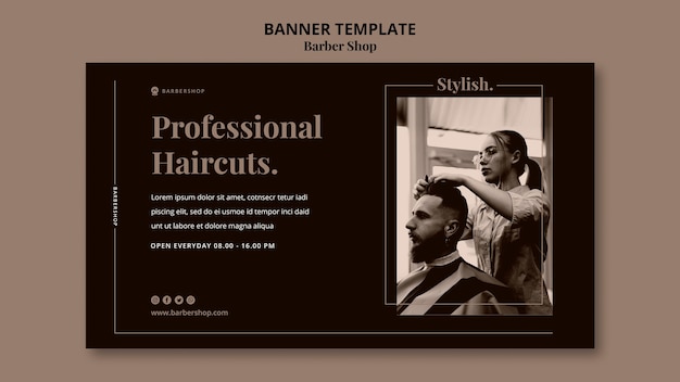 Free PSD barber shop horizontal banner