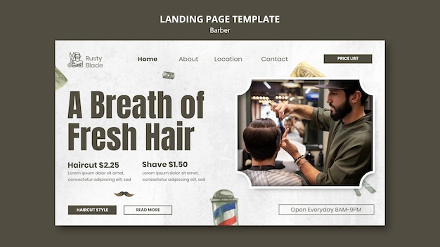 Free PSD barber shop landing page design template