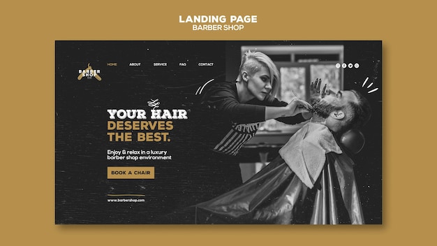 Free PSD barber shop landing page