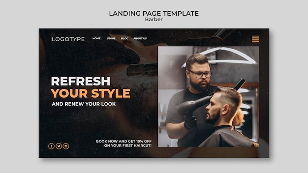 Free PSD barber shop landing page