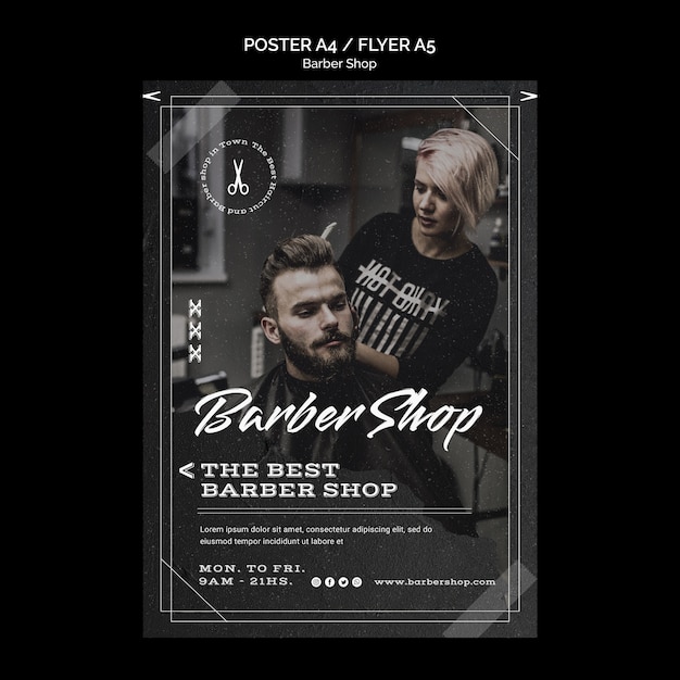 Barber shop poster template design