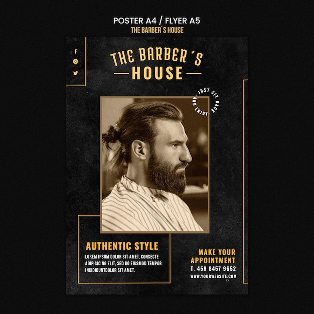 Free PSD barber shop poster template