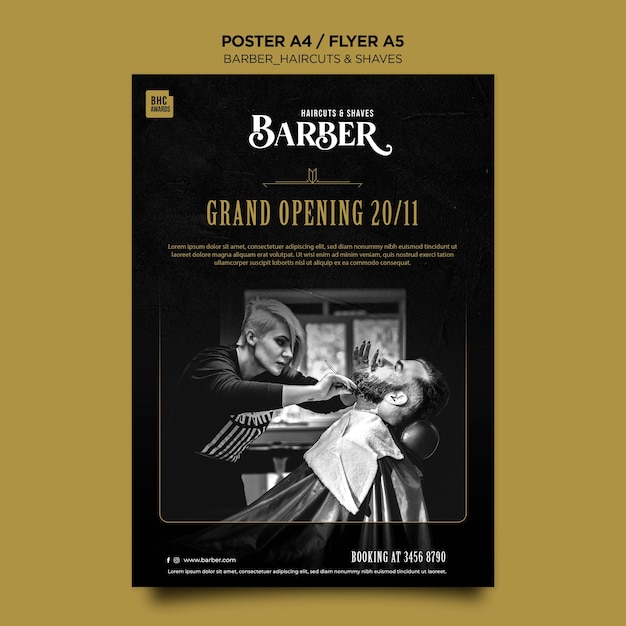 Free PSD barber shop poster template