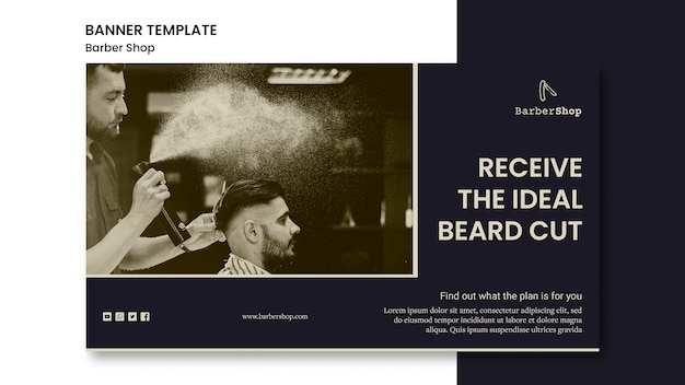 Free PSD barber shop template banner with photo