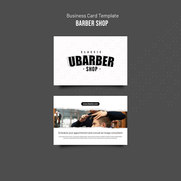 Free PSD barbershop horizontal business card template