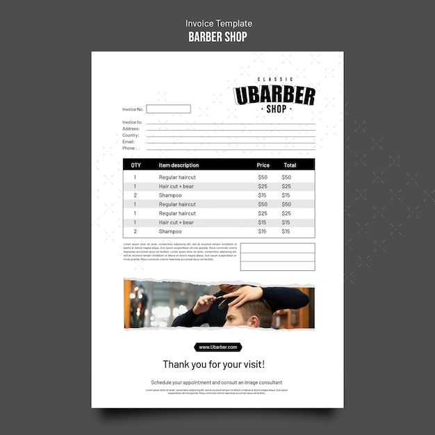 Barbershop invoice template