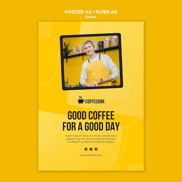 Free PSD barista poster template