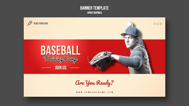 Free PSD baseball training horizontal banner template